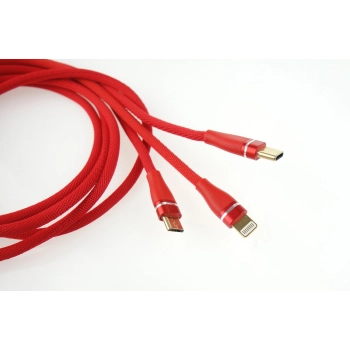 Kabel USB 3w1 Lightning USB-C micro USB 1.2m 3.1A