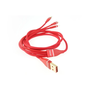 Kabel USB 3w1 Lightning USB-C micro USB 1.2m 3.1A