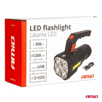 Latarka akumulatorowa 4LED + COB 1200mAh