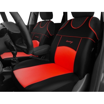 Koszulki samochodowe Tuning ekoskóra 1+1 (czerwone)